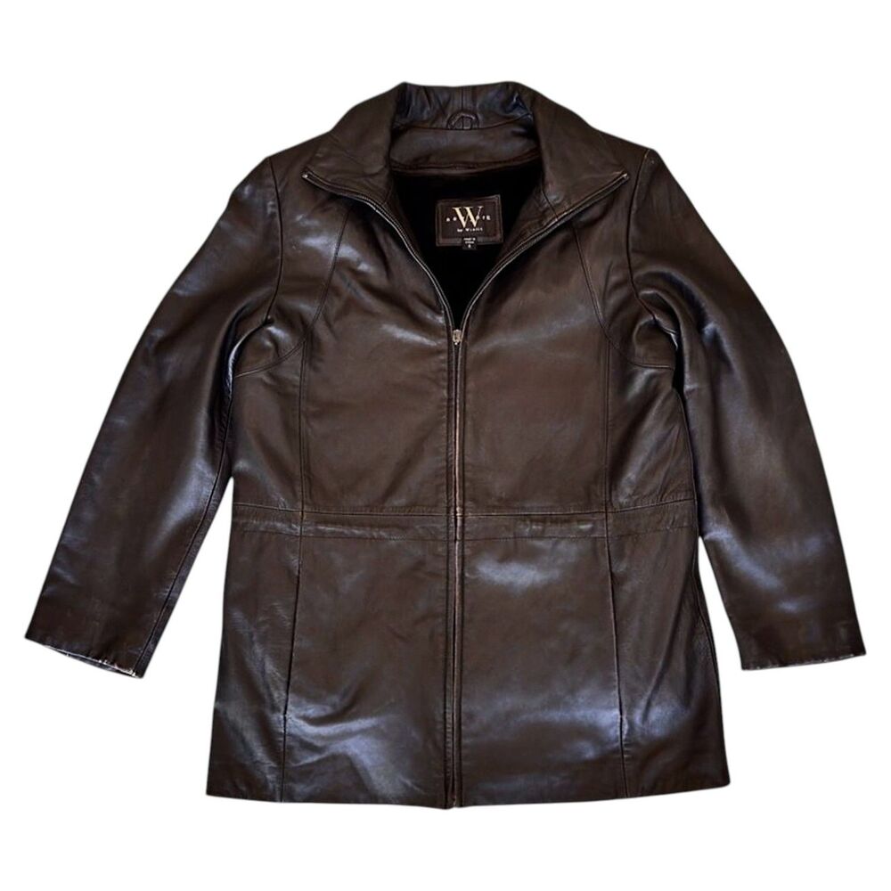 Genuine Leather New York Winlit jacket brown fur lining drawstring around waist